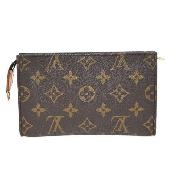 LOUIS VUITTON Logo BUCKET PM Pouch Bag Monogram Leather Brown France - Picture 1 of 5